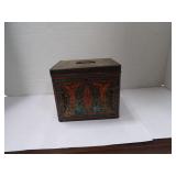 ANTIQUE METAL BOX WITH CONTENTS