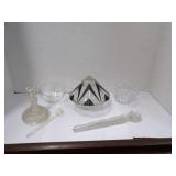 MIXED GLASS ITEMS, PAPER WEIGHT, AND MORE