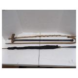 ANTIQUE UMBRELLA WITH WALKING CANES