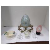 MIXED A LOT OF TABLE TOP ITEMS, DECORATIVE EGGS, AND MORE