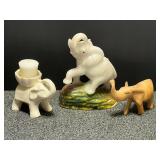 Custom carved wooden elephant, elephant candle, and ceramic elephant. See pictures for details.