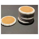 DR… Marble with cork coasters, set of eight, see pictures for details.
