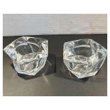 Glass swirl votive candleholders, set of two, see pictures for details.