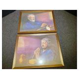 KIT…B Langdon prints, set of two depicting couple saying Grace, see pictures for details.