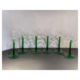 DR…Vintage Luminarc green-stemmed wine glasses, set of six, see pictures for details.