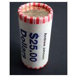 $25 ROLL OF ANDREW JOHNSON $1 PRESIDENTIAL COINS