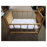 Vintage Wooden Doll Size Baby Crib