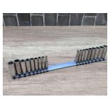 CRAFTSMAN 1/4-IN DRIVE METRIC AND SAE DEEP WELL SOCKET SET WITH RAIL ORGANIZER