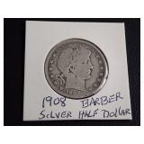 1908 BARBER HALF DOLLAR COIN