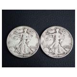 (2) WALKER HALF DOLLAR COINS