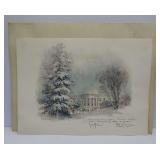 1965 Lyndon B. & Lady Bird Johnson Signed Christmas Framed Art in Presidential Stamped Sleeve- Please come to inspection verify if hand signed or copy.  We are not authenticators.