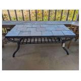 TILED SLATE STONE TOP INDOOR/OUTDOOR COFFEE TABLE WITH METAL FRAME