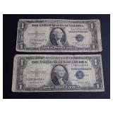 (2) SERIES 1935 (E&B) $1 SILVER CERTIFICATES