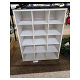 White Wood Cubby Shelf Storage Unit