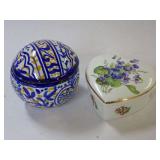 Two Decorative Lidded Trinket Boxes with Markings