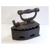 Antique Cast Iron Sad Iron with Rooster Figurine