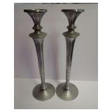 Hammered Metal Candle Holders - Pair