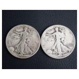 (2) WALKER HALF DOLLAR COINS