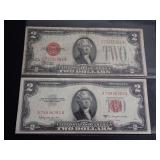SERIES 1928D & 1953C RED SEAL $2 BANKNOTES