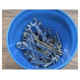5 GALLON BUCKET FILLED WITH COMBINATION AND OPEN END WRENCHES