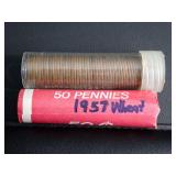 (2) ROLLS 1957 WHEAT PENNIES