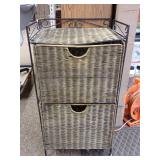 Woven Wicker Storage Cabinet with Two Drawers - Top drawer has a little trouble opening