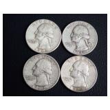 (4) WASHINGTON QUARTERS 90% SILVER