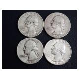 (4) WASHINGTON QUARTERS 90% SILVER
