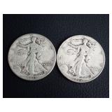 (2) WALKER HALF DOLLAR COINS