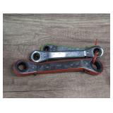 DOUBLE SIZE RATCHETING BOX WRENCHES IN SAE SIZES FROM 3/8 IN THROUGH 5/8 IN