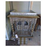 ORNATE METAL OVER WOOD FRAME INDIAN POOJA MANDIR