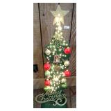 Wooden Christmas Tree with Ornaments and Lights