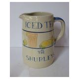 Hand-Painted "Iced Tea With The Shurleys" Pitcher, Signed and Dated 1989