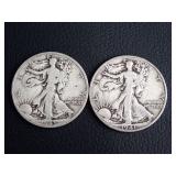 (2) WALKER HALF DOLLAR COINS