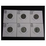 (6) 1943 WW2 STEEL PENNIES