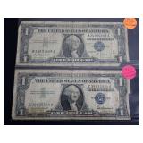(2) SERIES 1957 $1 SILVER CERTIFICATES