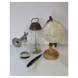 Vintage Collectible Items - Globe(w/damage), Mixer, Sprayer, and Straight Razor