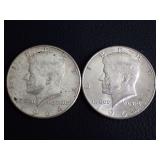 (2) 1964 KENNEDY HALF DOLLAR COINS