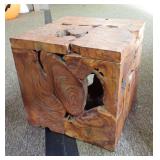 Unique Solid Wood Cube Side Table/Foot Stool