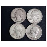 (4) WASHINGTON QUARTERS 90% SILVER