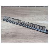 STANLEY 1/4-IN DRIVE SAE AND METRIC SOCKETS WITH RAIL ORGANIZER