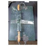 Marble Rolling Pin and Cutting Board Set