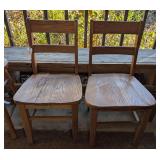 PAIR OF MATCHING VINTAGE SOLID WOOD SIDE CHAIRS