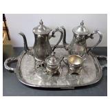 Pilgrim Silver Plated Tea Service Set with Tray