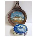 Keepsake Fruit Cake Tin and Hand Painted Skillet