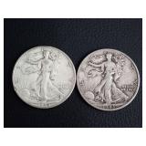(2) WALKER HALF DOLLAR COINS