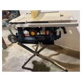 Ryobi portable table saw with rolling stand, did not power up, see pictures for details.