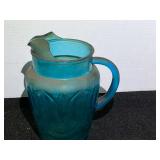 Vintage blue pitcher, believed to be Anchor Hocking Colonial Blue Tulip glass pitcher, see pictures for details.