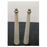 Tall frosted, and tapered bottles oil lamps, see pictures for details.