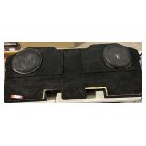 Vehicle-specific dual subwoofer enclosure, please inspect to see if this item fits your needs, working condition unknown, see pictures for details.